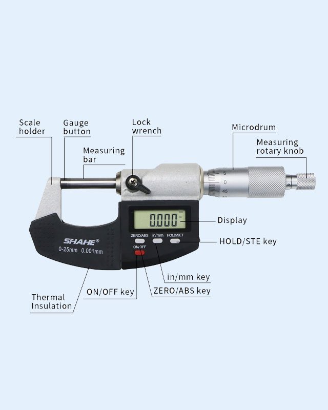 5217 Digital Micrometer with Scale Line SHAHE (0-25mm)