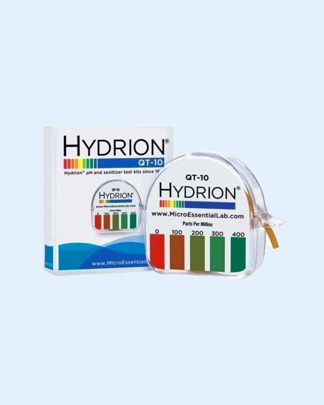 HYDRION QT-10 QUATERNARY Sanitizer Ouat TEST PAPER for Ranges 0-400 ppm